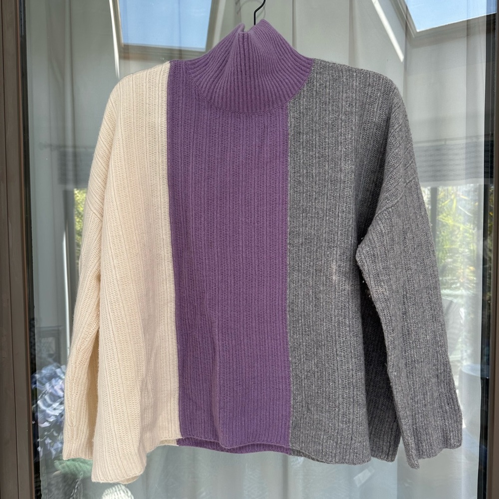 Nordstrom Multicolor Turtleneck Sweater - Cream, Purple, Gray